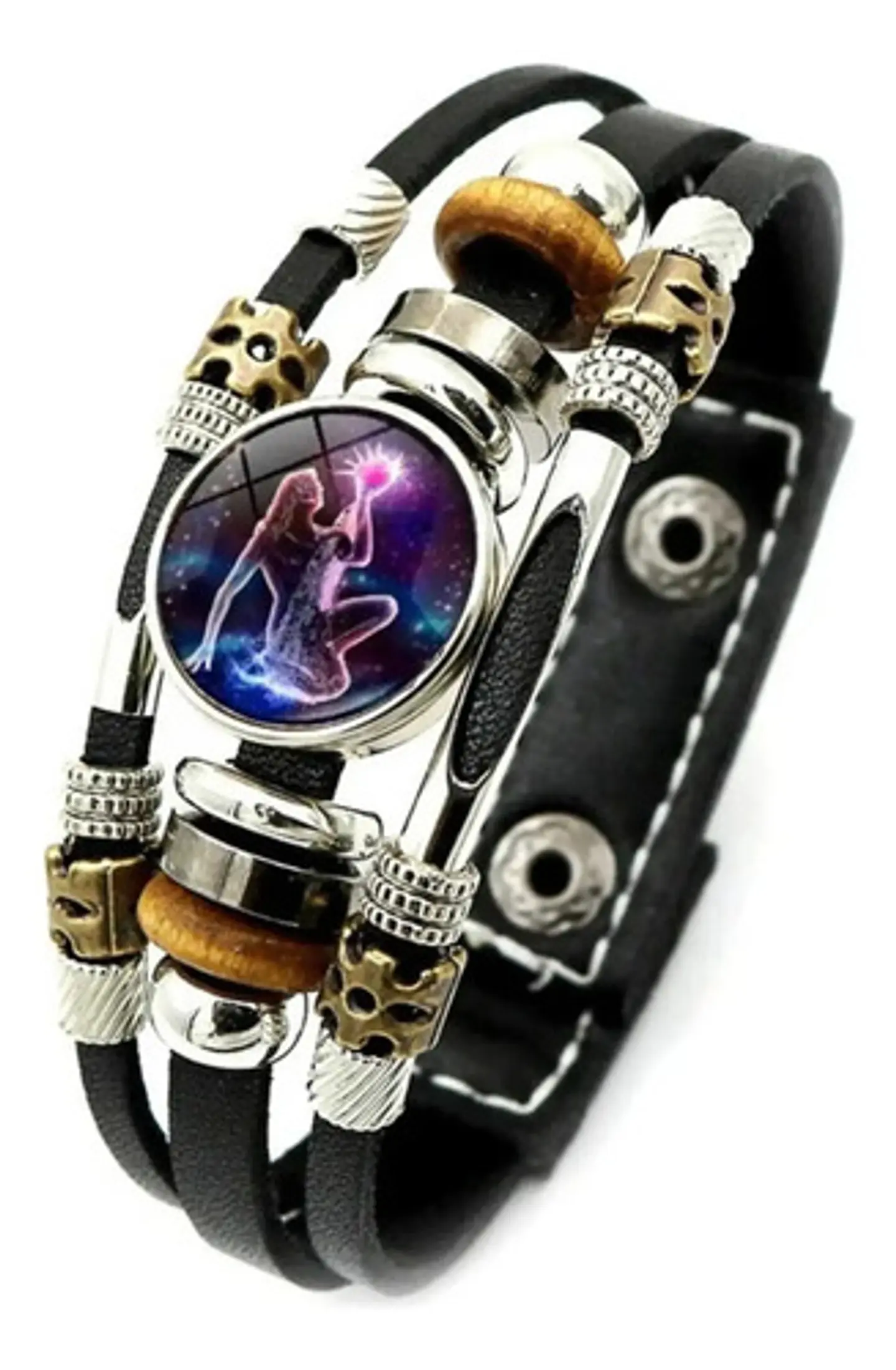 Pulsera Manilla De Cuero Signo Zodiaco Zodiacal Hombre Mujer 6