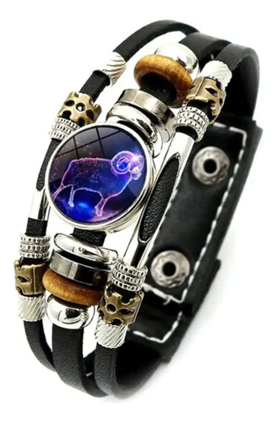 Pulsera Manilla De Cuero Signo Zodiaco Zodiacal Hombre Mujer 11