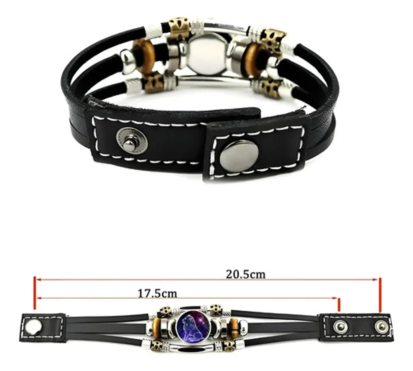 Pulsera Manilla De Cuero Signo Zodiaco Zodiacal Hombre Mujer 13