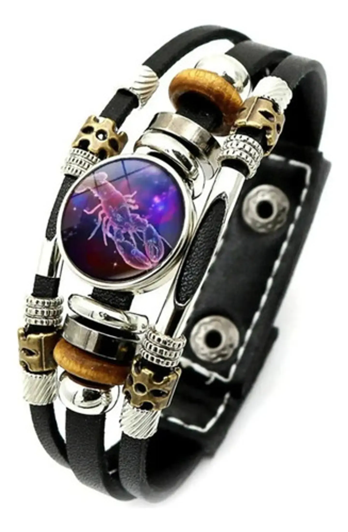 Pulsera Manilla De Cuero Signo Zodiaco Zodiacal Hombre Mujer 16
