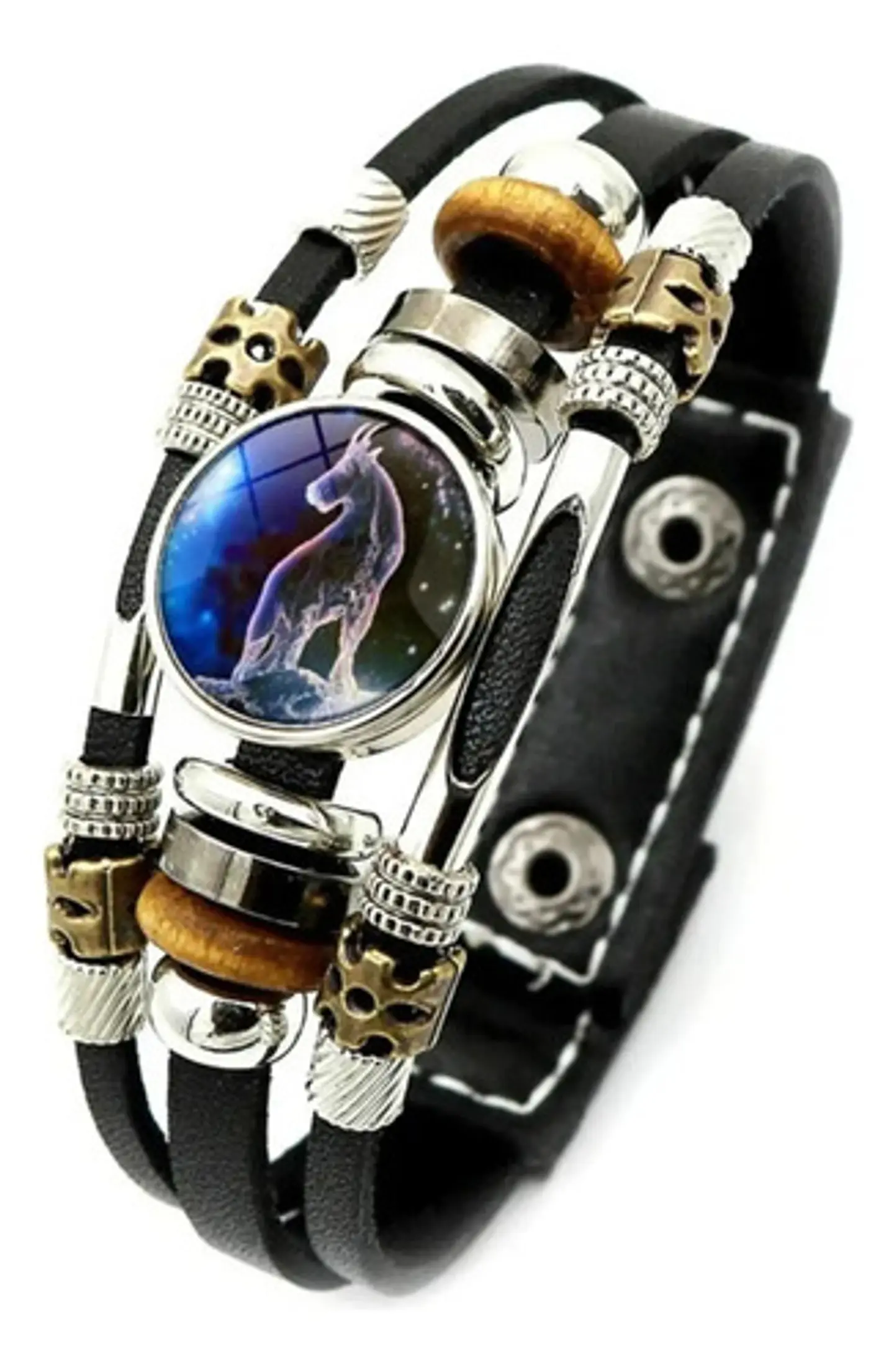 Pulsera Manilla De Cuero Signo Zodiaco Zodiacal Hombre Mujer 21
