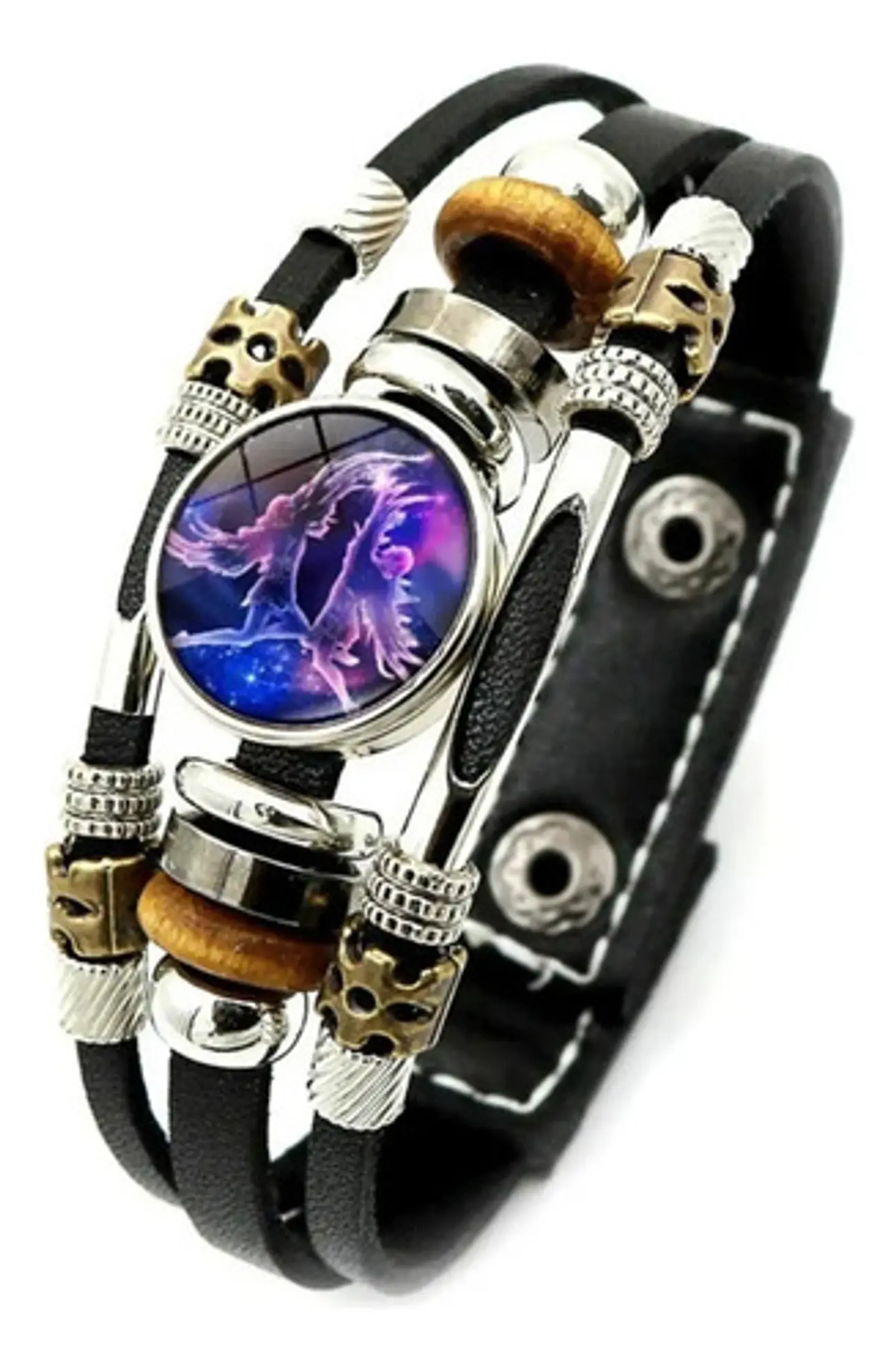 Pulsera Manilla De Cuero Signo Zodiaco Zodiacal Hombre Mujer 29