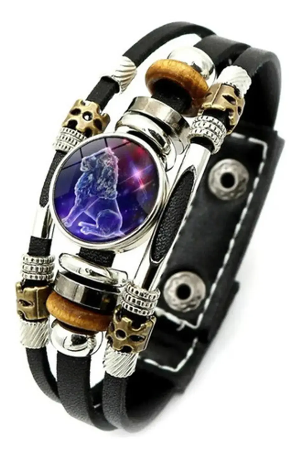 Pulsera Manilla De Cuero Signo Zodiaco Zodiacal Hombre Mujer 34