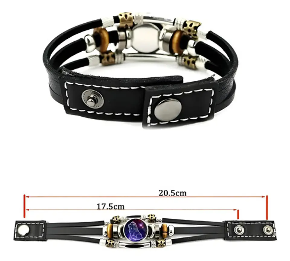 Pulsera Manilla De Cuero Signo Zodiaco Zodiacal Hombre Mujer 36