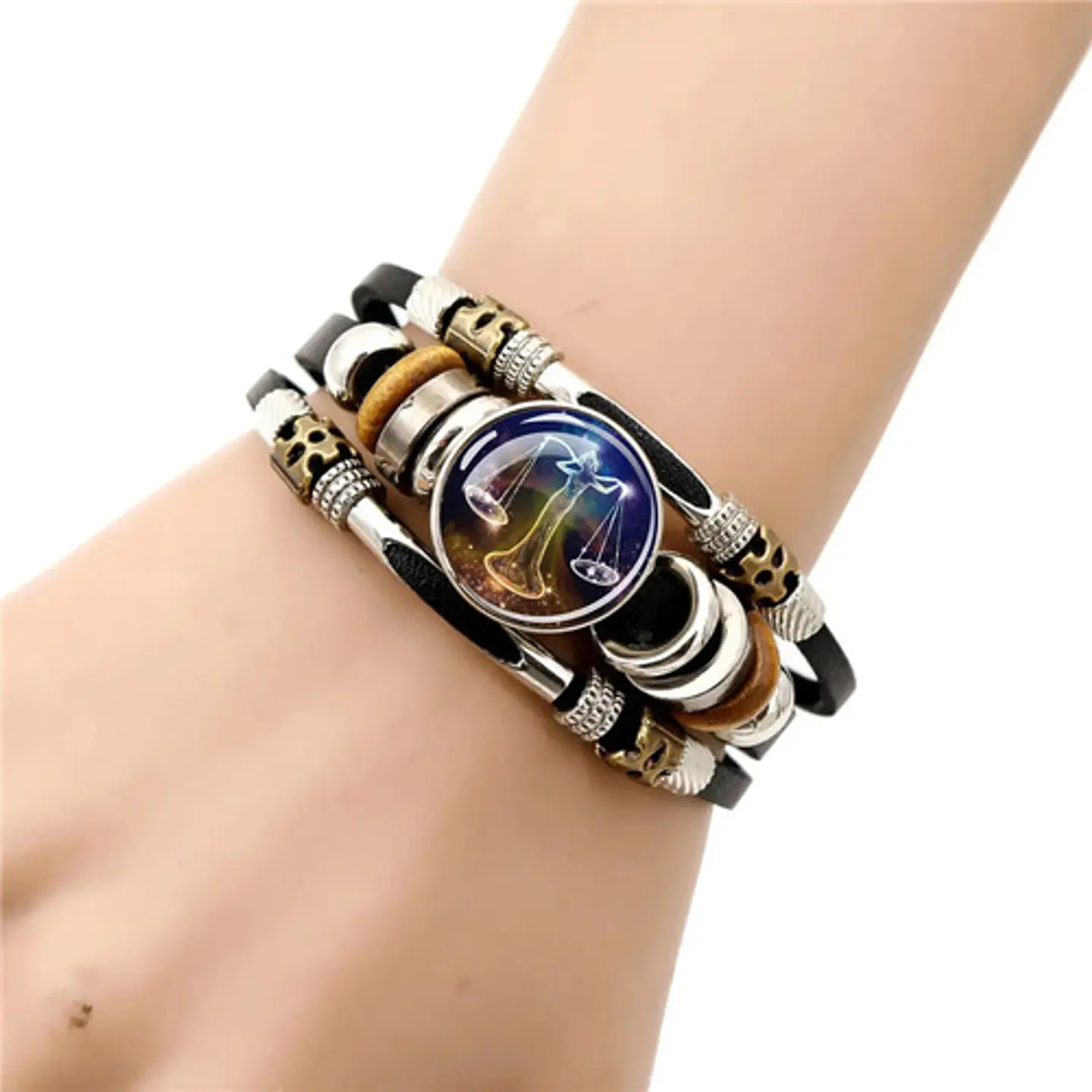 Pulsera Manilla De Cuero Signo Zodiaco Zodiacal Hombre Mujer 54