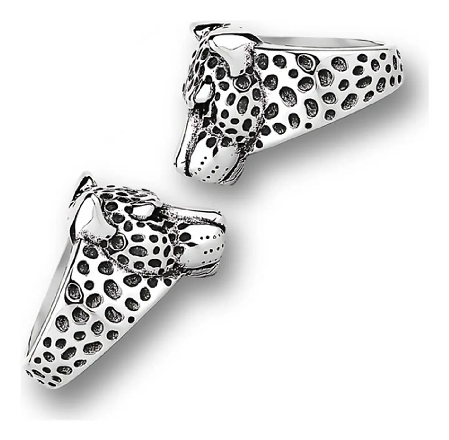 Anillo Cabeza Leopardo Animal Color Plata De Acero Hombre 3