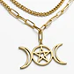 Collar En Acero Para Mujer Dije Luna Diosa Wicca Pentagrama - Miniatura 1