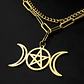Collar En Acero Para Mujer Dije Luna Diosa Wicca Pentagrama - Miniatura 7