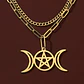 Collar En Acero Para Mujer Dije Luna Diosa Wicca Pentagrama - Miniatura 10