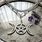 Collar En Acero Para Mujer Dije Luna Diosa Wicca Pentagrama - Miniatura 12