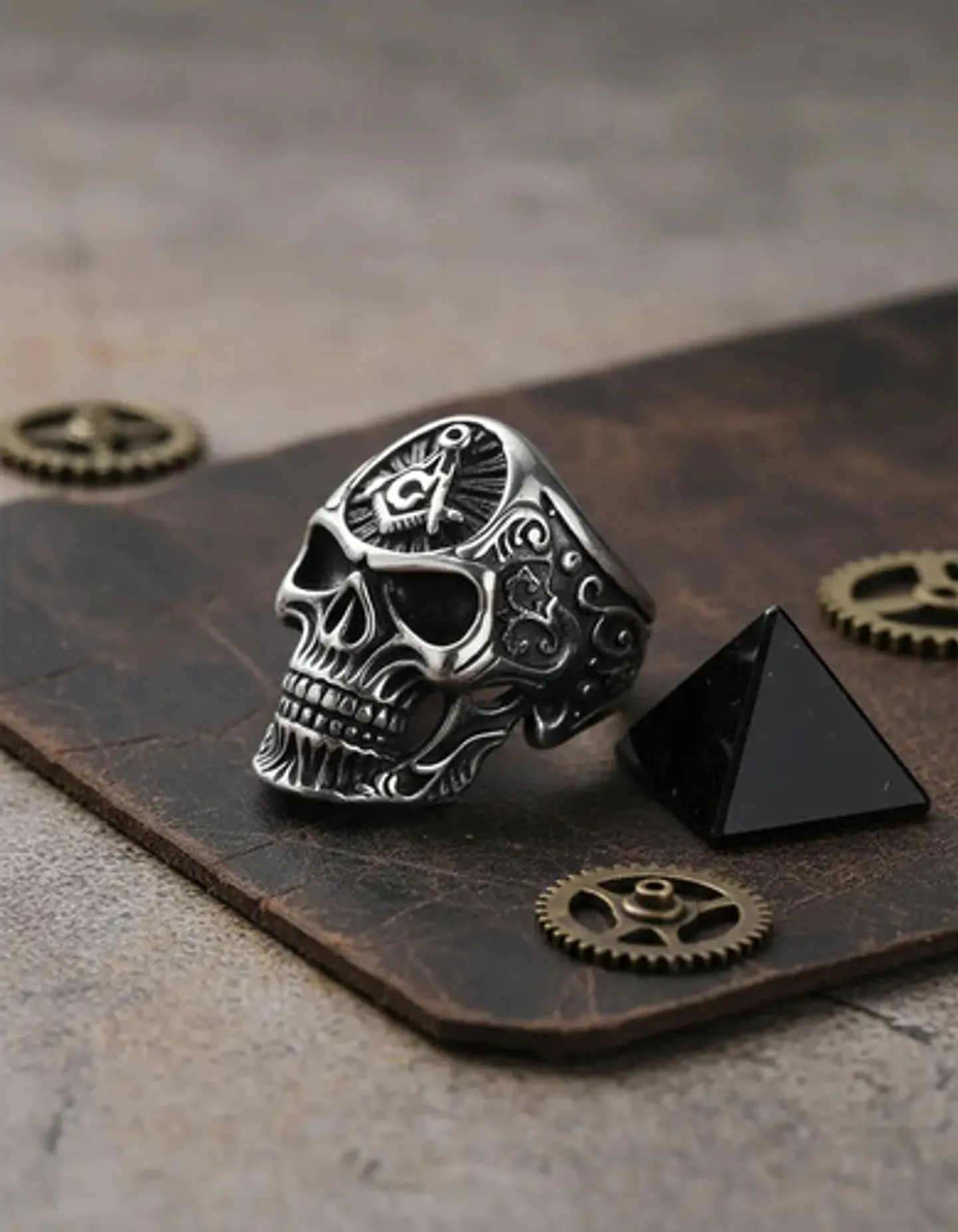 Anillo Para Hombres Forma De Cráneo Calavera Mason De Acero 10