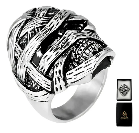 Anillo Cráneo Calavera Momia Acero Color Plata Para Hombre