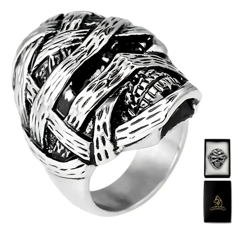 Anillo Cráneo Calavera Momia Acero Color Plata Para Hombre 1