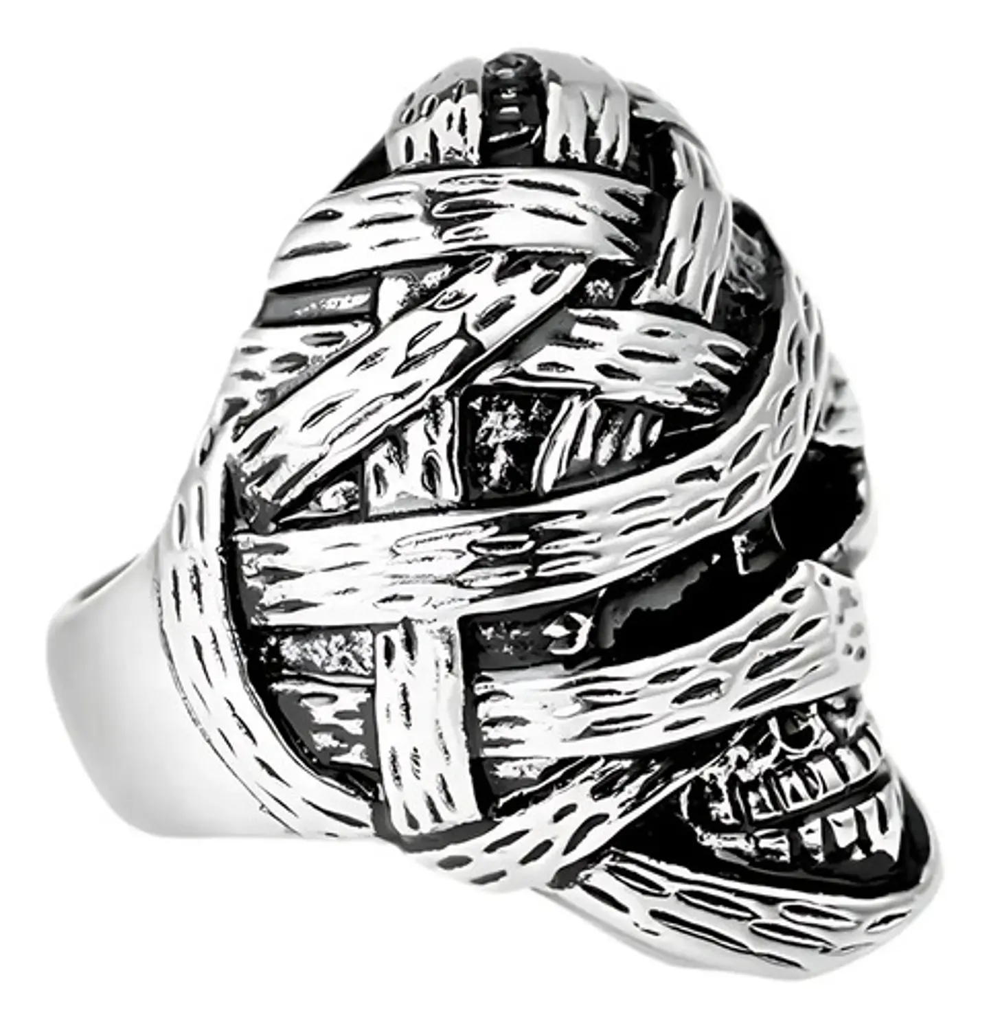 Anillo Cráneo Calavera Momia Acero Color Plata Para Hombre 2