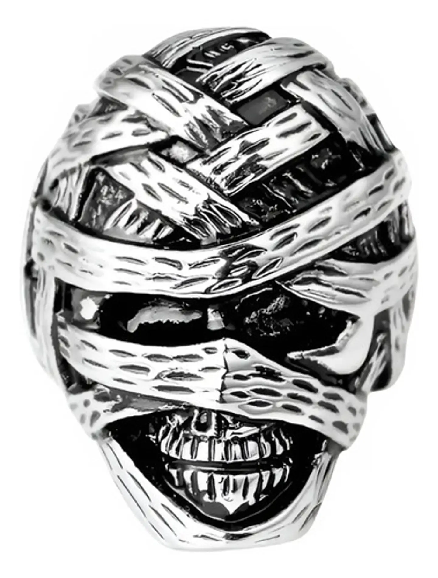 Anillo Cráneo Calavera Momia Acero Color Plata Para Hombre 3