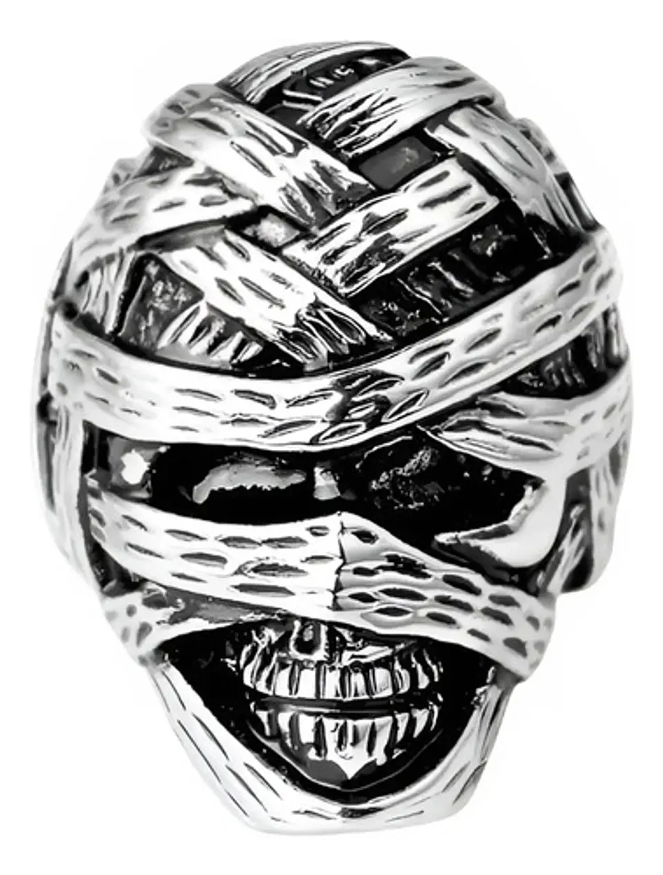 Anillo Cráneo Calavera Momia Acero Color Plata Para Hombre 3