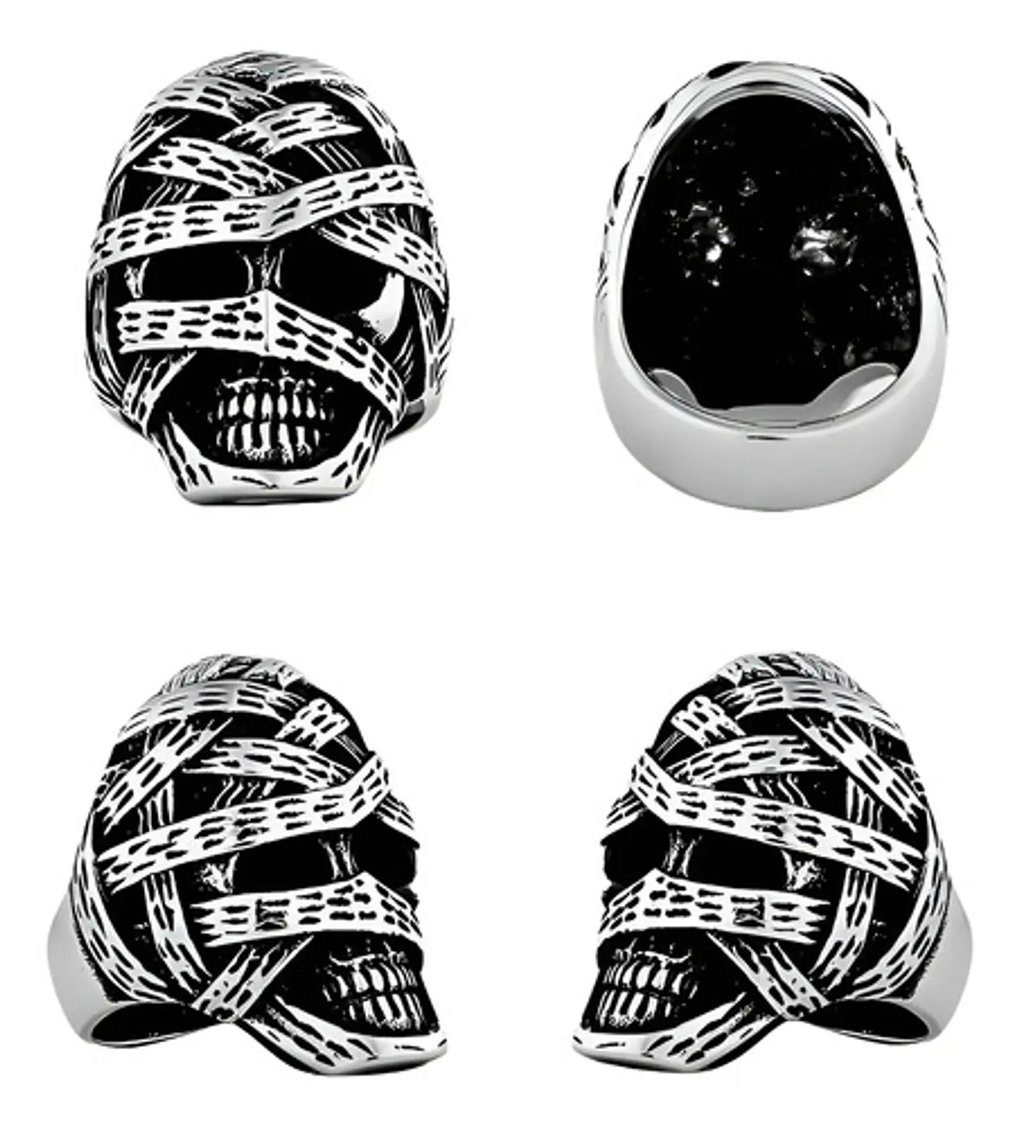 Anillo Cráneo Calavera Momia Acero Color Plata Para Hombre 5