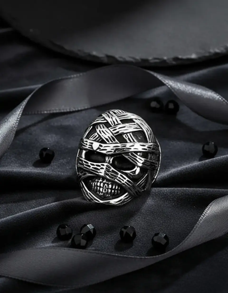 Anillo Cráneo Calavera Momia Acero Color Plata Para Hombre 6