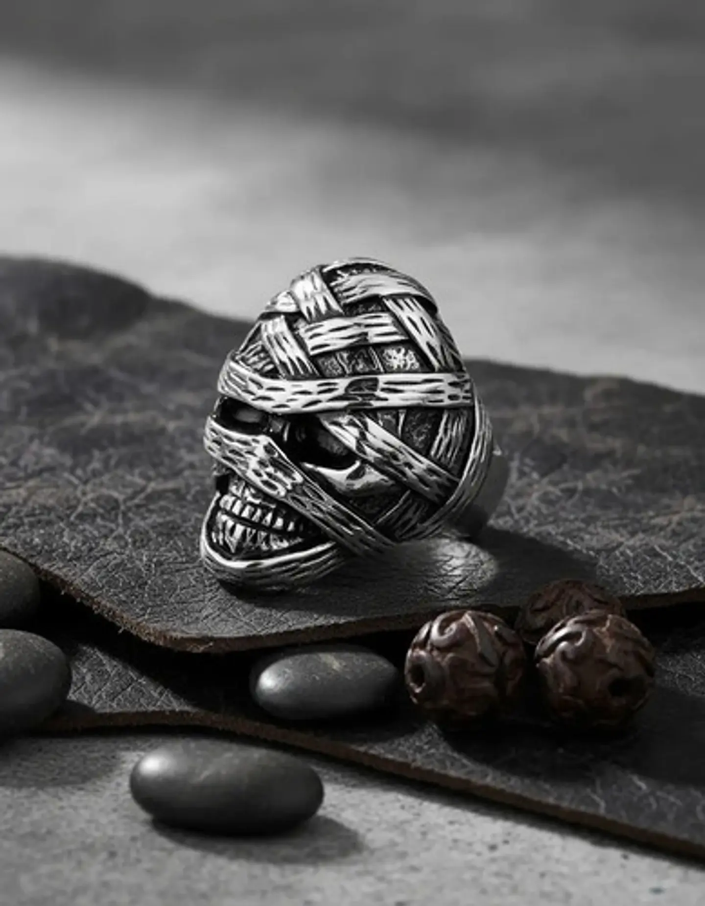 Anillo Cráneo Calavera Momia Acero Color Plata Para Hombre 7
