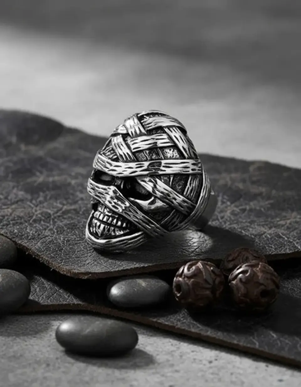 Anillo Cráneo Calavera Momia Acero Color Plata Para Hombre 7