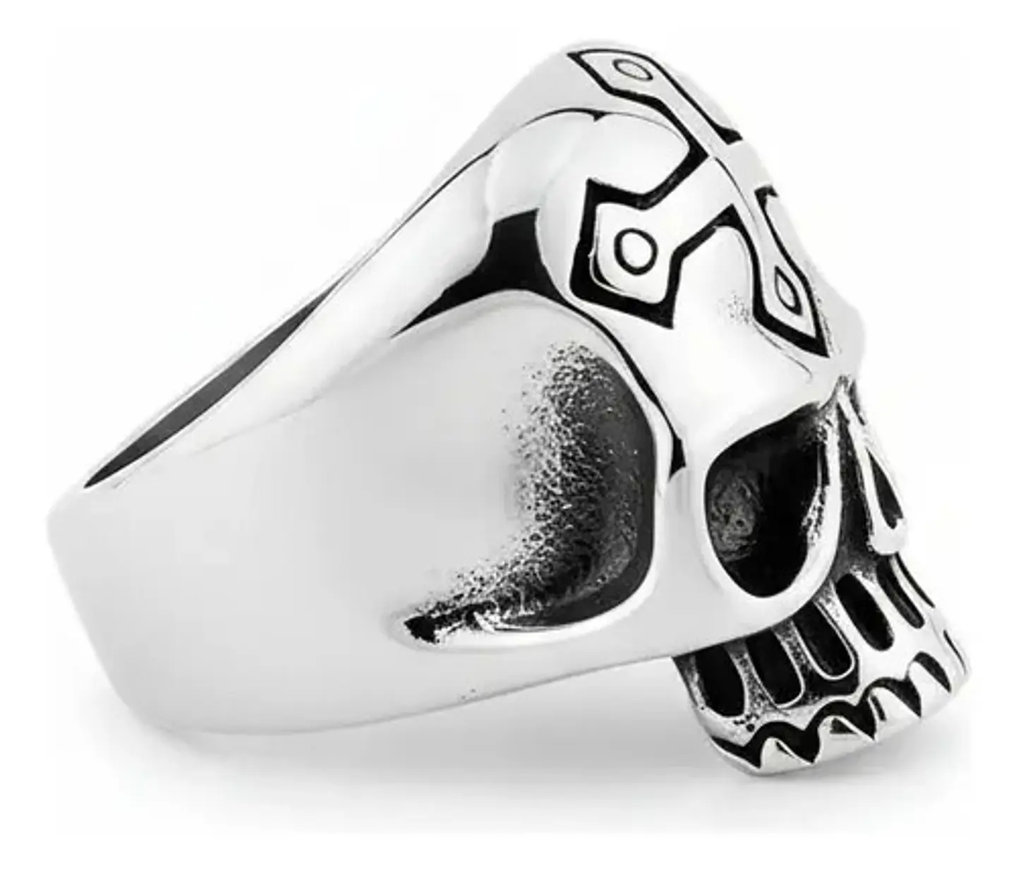 Anillo Cruz Gotico Cráneo Calavera Acero Color Plata Hombre 2