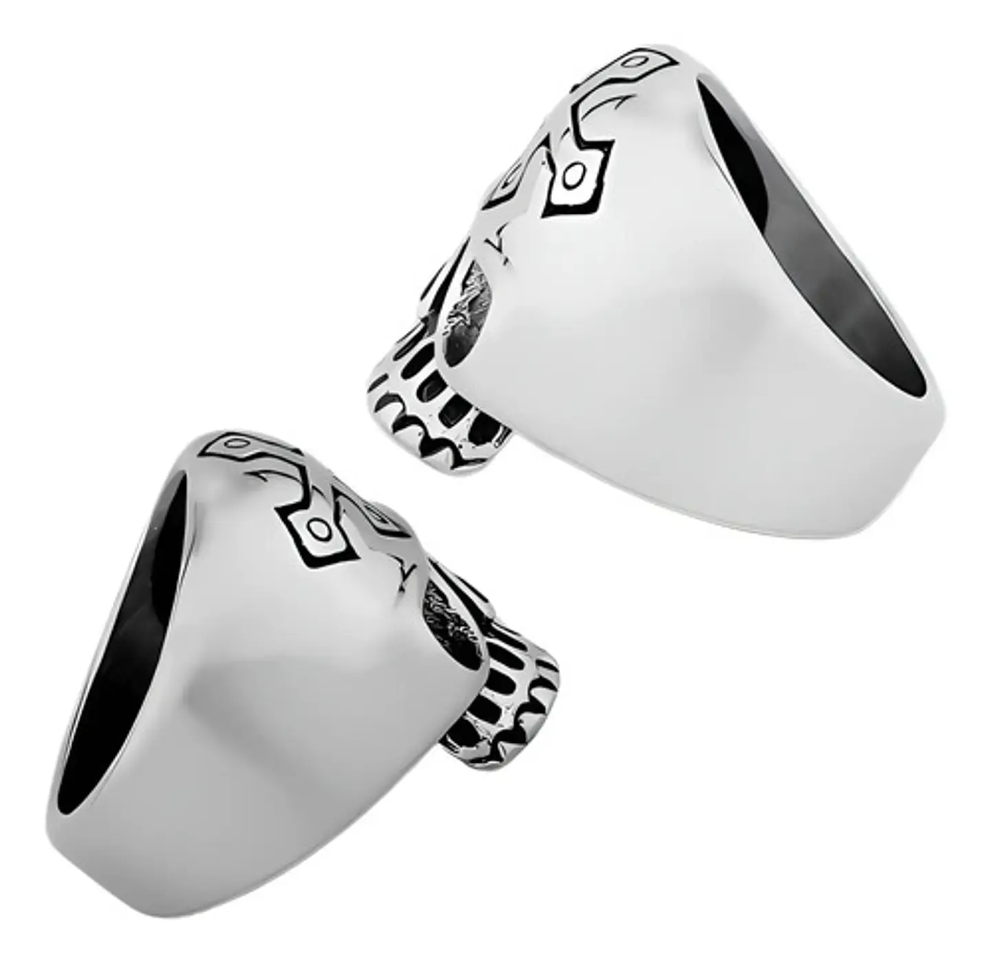 Anillo Cruz Gotico Cráneo Calavera Acero Color Plata Hombre 4