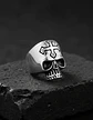 Anillo Cruz Gotico Cráneo Calavera Acero Color Plata Hombre - Miniatura 6