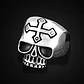 Anillo Cruz Gotico Cráneo Calavera Acero Color Plata Hombre - Miniatura 9