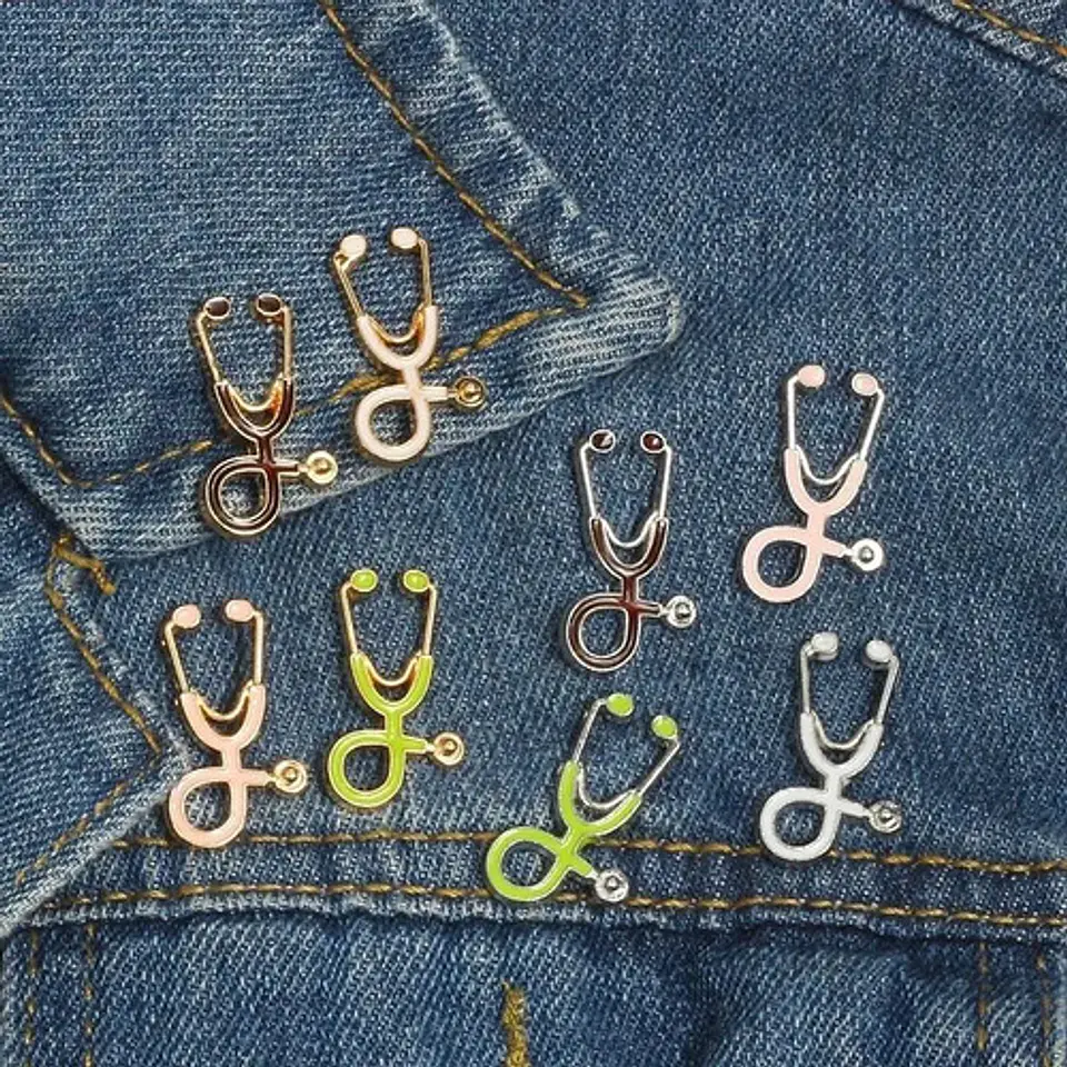 3 Unds Broches Pin Médico Hospital Estetoscopio Hombre Mujer 9