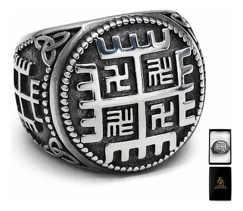 Anillo Color Plata De Acero Eslavo Celta Mano De Dios Hombre