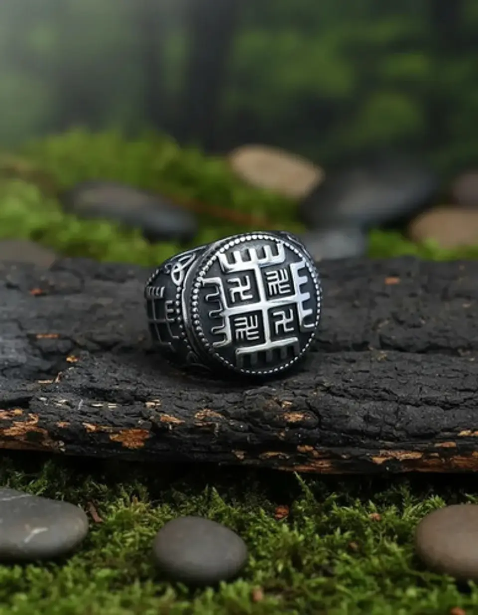 Anillo Color Plata De Acero Eslavo Celta Mano De Dios Hombre 2