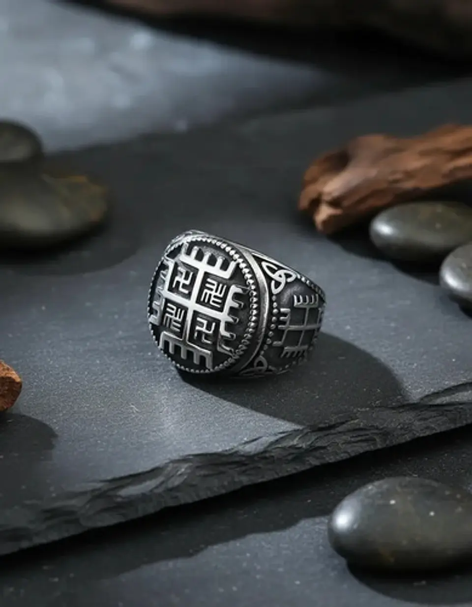 Anillo Color Plata De Acero Eslavo Celta Mano De Dios Hombre 8