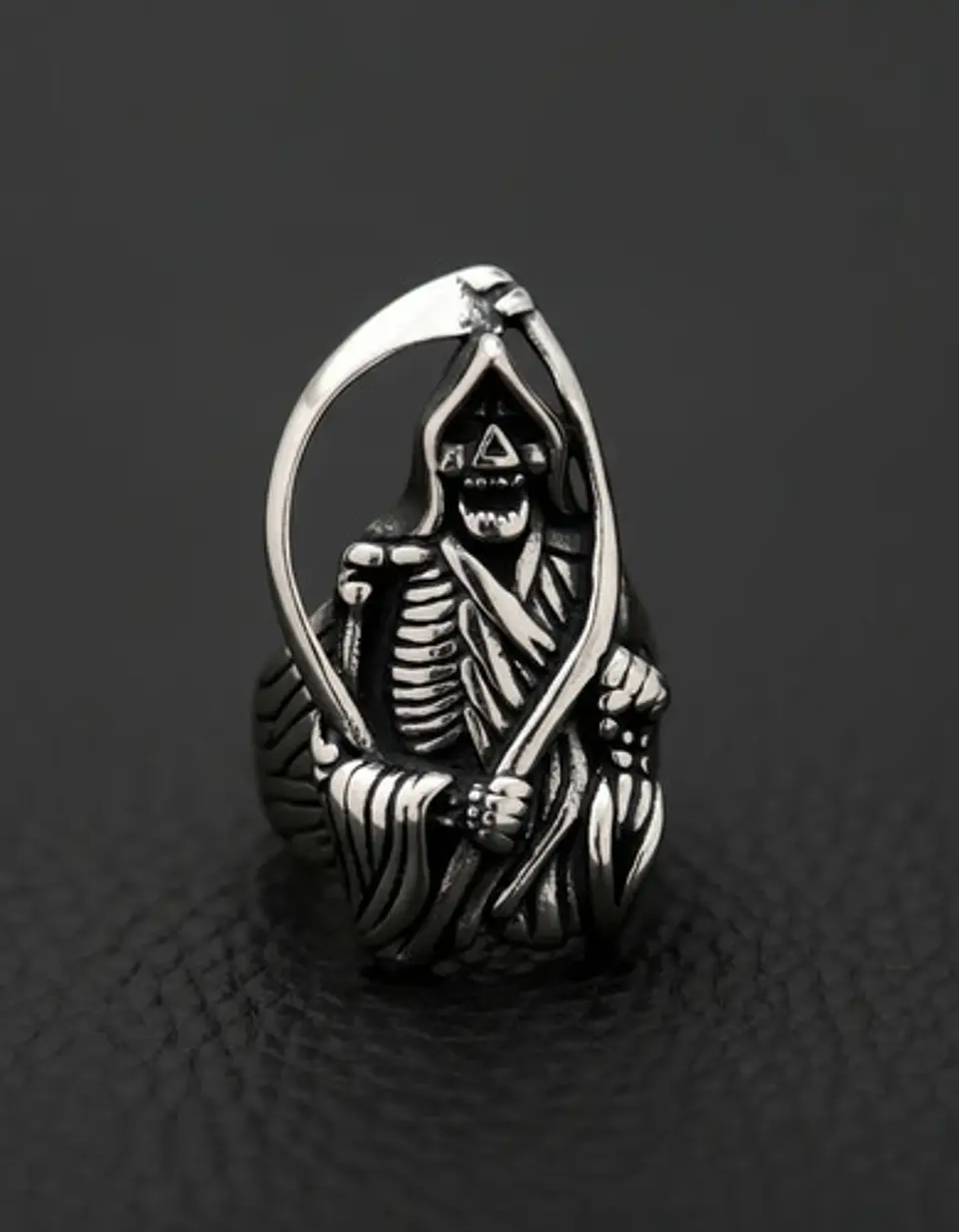 Anillo Acero Inoxidable Color Plata Parca Cráneo Para Hombre 18