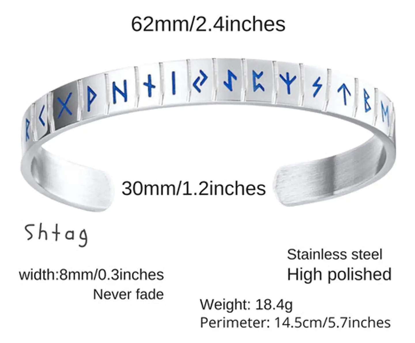 Pulsera Color Plata Runas Brilla Luminosas Vikingo Hombre 4