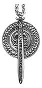 Collar Dije Escudo Y Espada Vikingo Acero Color Plata Hombre Plateado - Miniatura 2