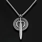Collar Dije Escudo Y Espada Vikingo Acero Color Plata Hombre Plateado - Miniatura 3