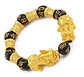 Pulsera Obsidiana Cuentas Color Oro Protección Pixiu Hombre - Miniatura 7