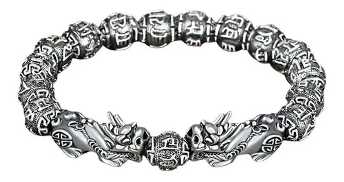 Pulsera Obsidiana Cuentas Color Oro Protección Pixiu Hombre 11