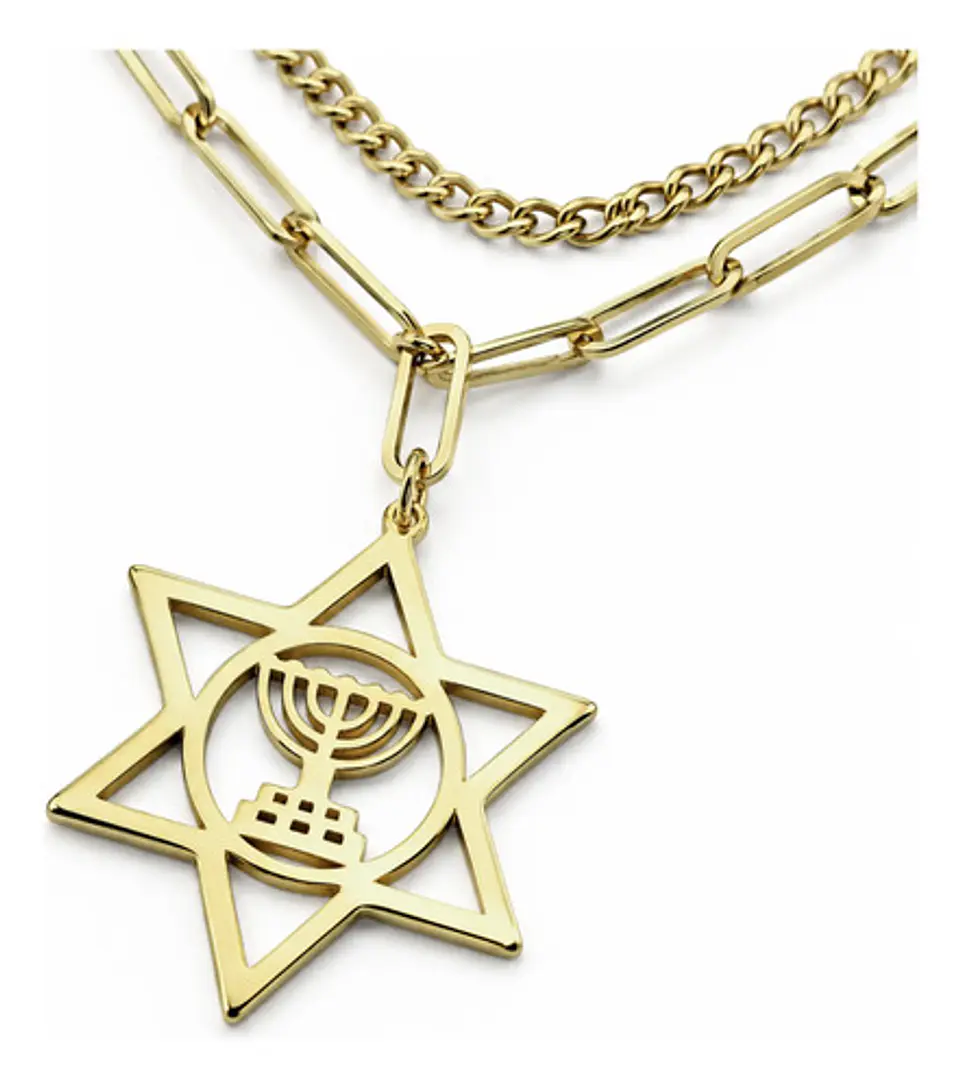 Collar Mesiánico Para Mujer Dije Color Oro Estrella De David 1