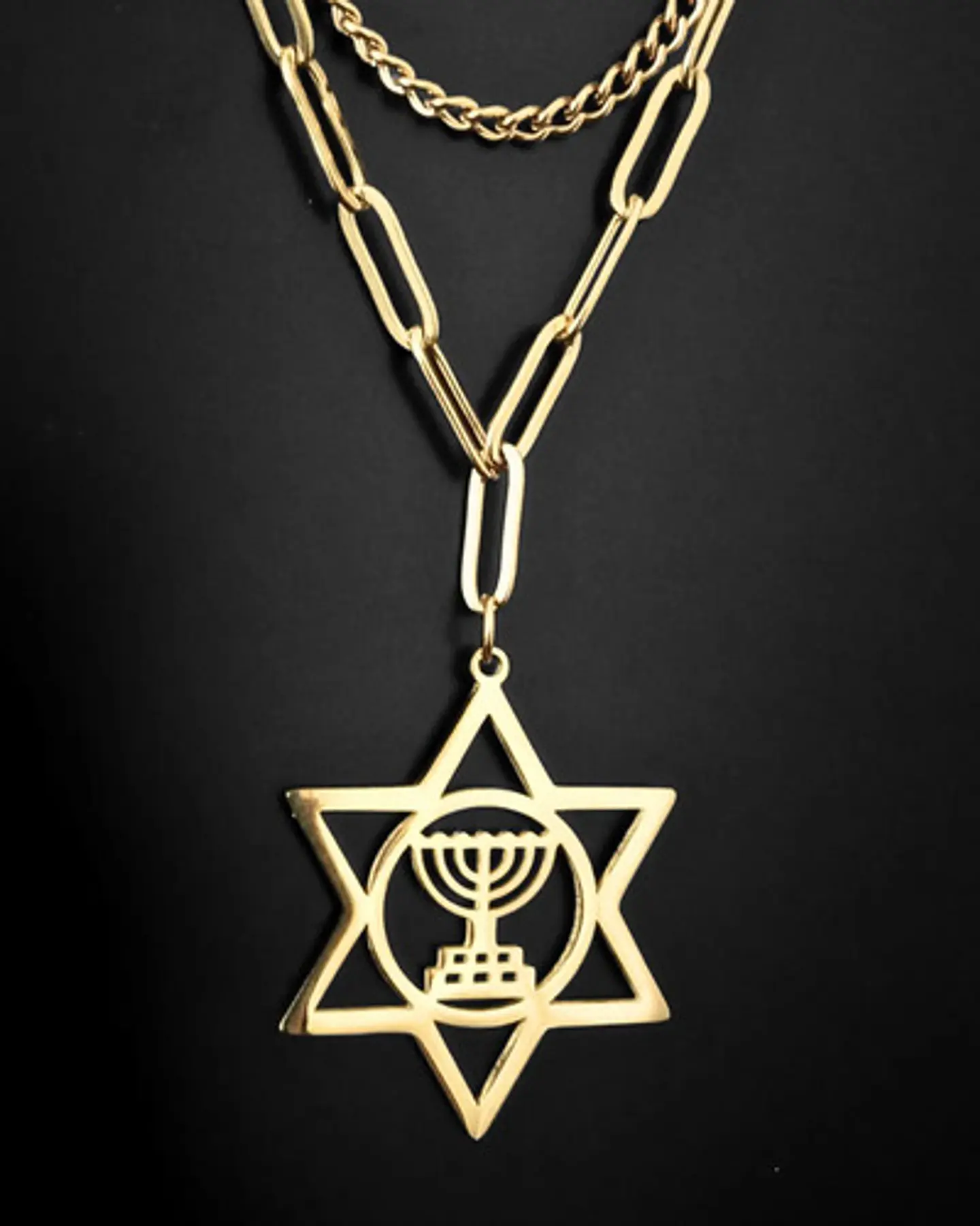 Collar Mesiánico Para Mujer Dije Color Oro Estrella De David 8