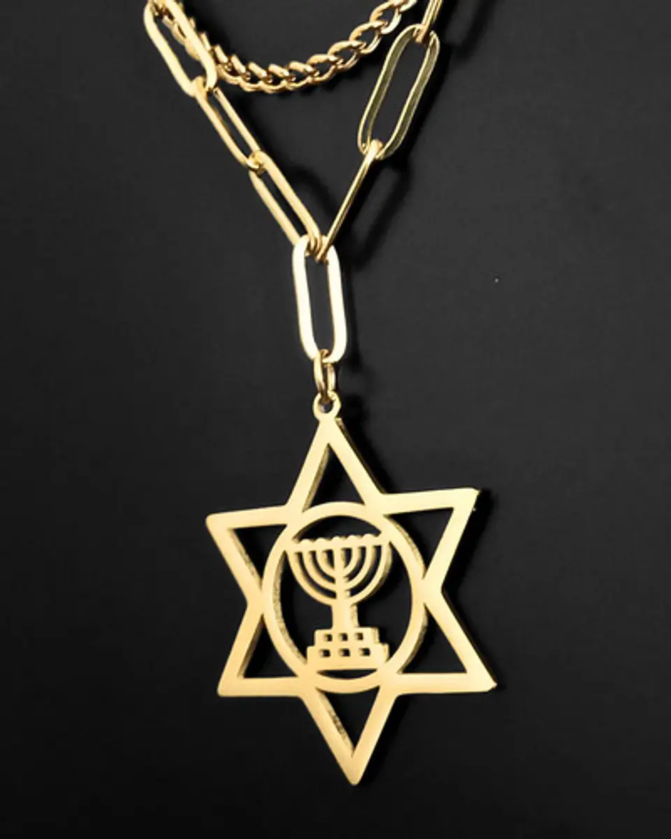Collar Mesiánico Para Mujer Dije Color Oro Estrella De David 9