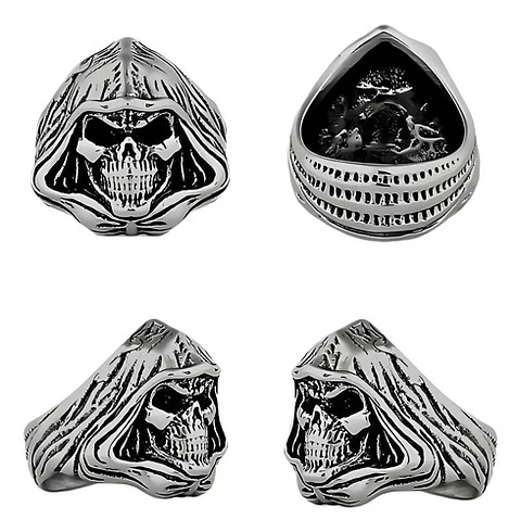 Anillo Cráneo Calavera Rustico Acero Color Plata Para Hombre