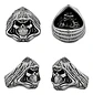 Anillo Cráneo Calavera Rustico Acero Color Plata Para Hombre - Miniatura 2