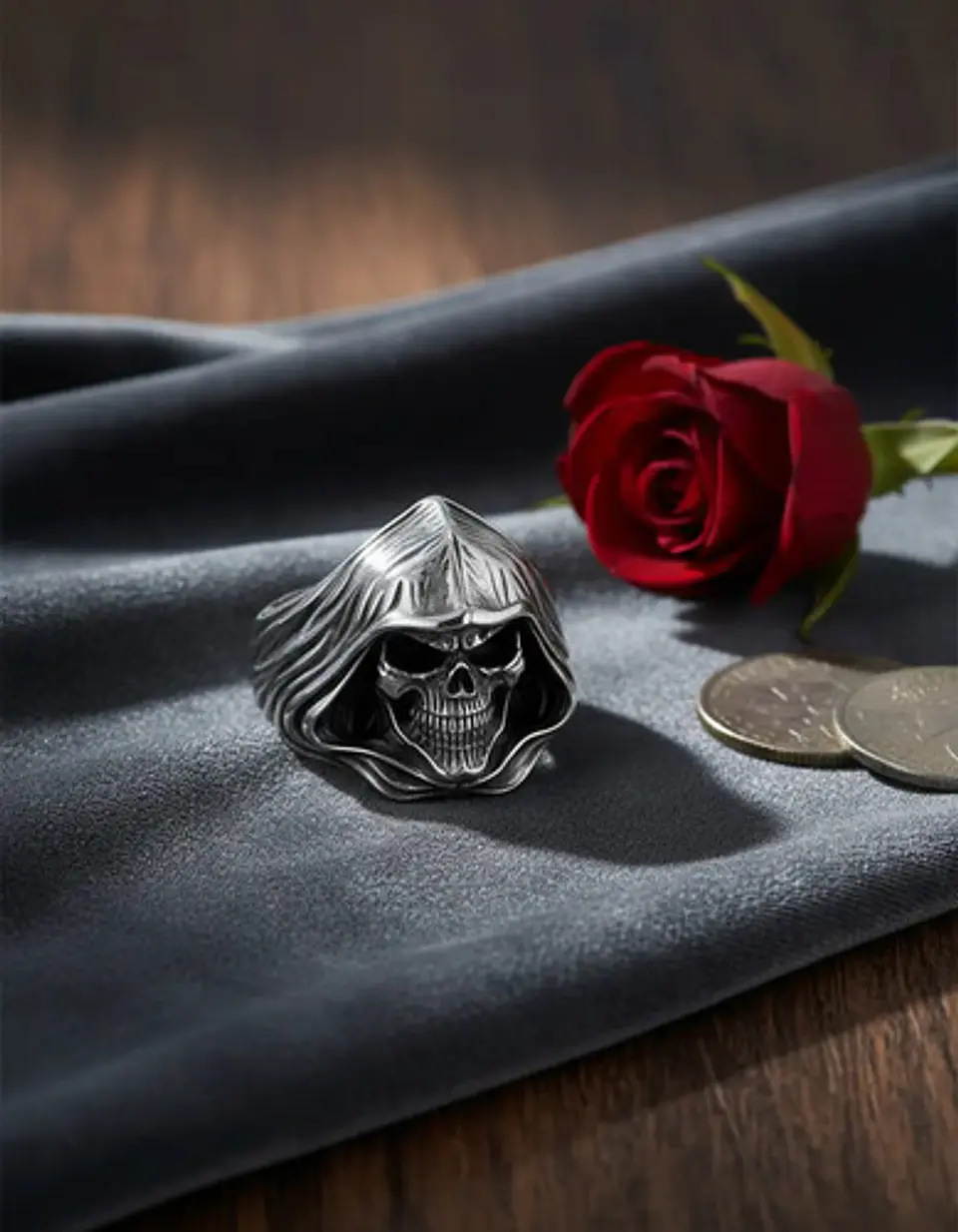 Anillo Cráneo Calavera Rustico Acero Color Plata Para Hombre 5