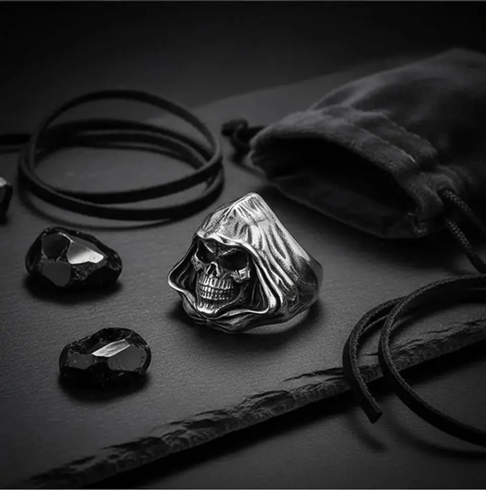 Anillo Cráneo Calavera Rustico Acero Color Plata Para Hombre 9