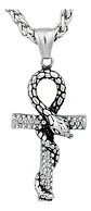 Collar Para Hombre Mujer Con Dije Cruz Serpiente Color Plata Plateado - Miniatura 1