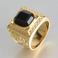 Anillo De Acero Color Oro Con Piedra Clásico Elegante Hombre - Miniatura 6