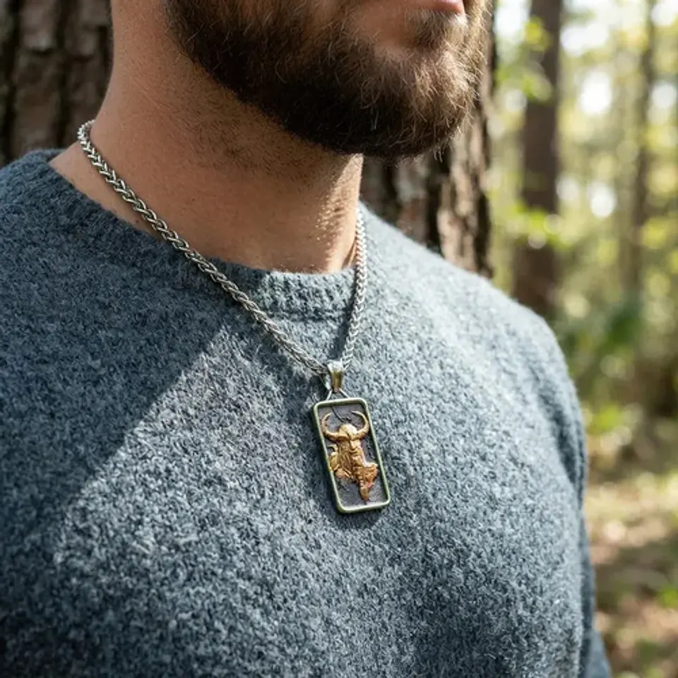 Collar Vikingo En Acero Para Hombre Dije Odin Raven Cuervos 3