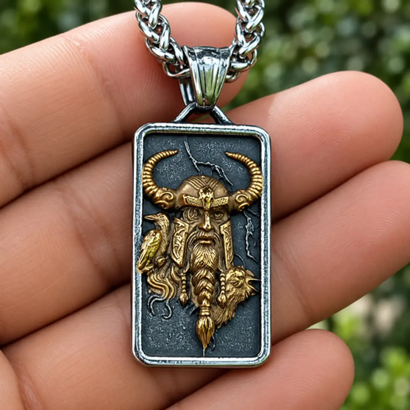 Collar Vikingo En Acero Para Hombre Dije Odin Raven Cuervos 6