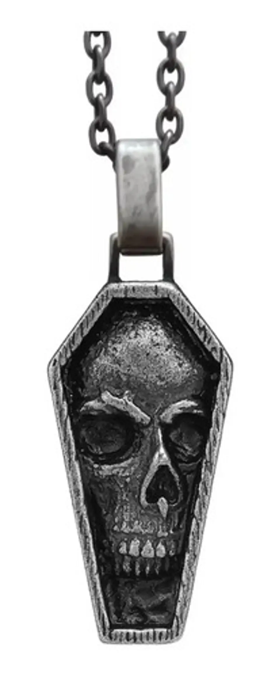 Collar Dije Calavera Ataúd Cráneo Acero Color Oscuro Hombre 1